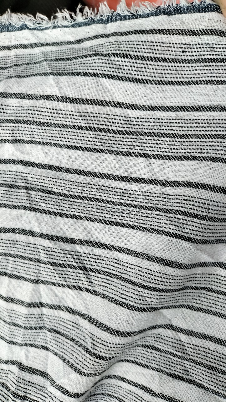(1m) Vải linen sọc sợi tre