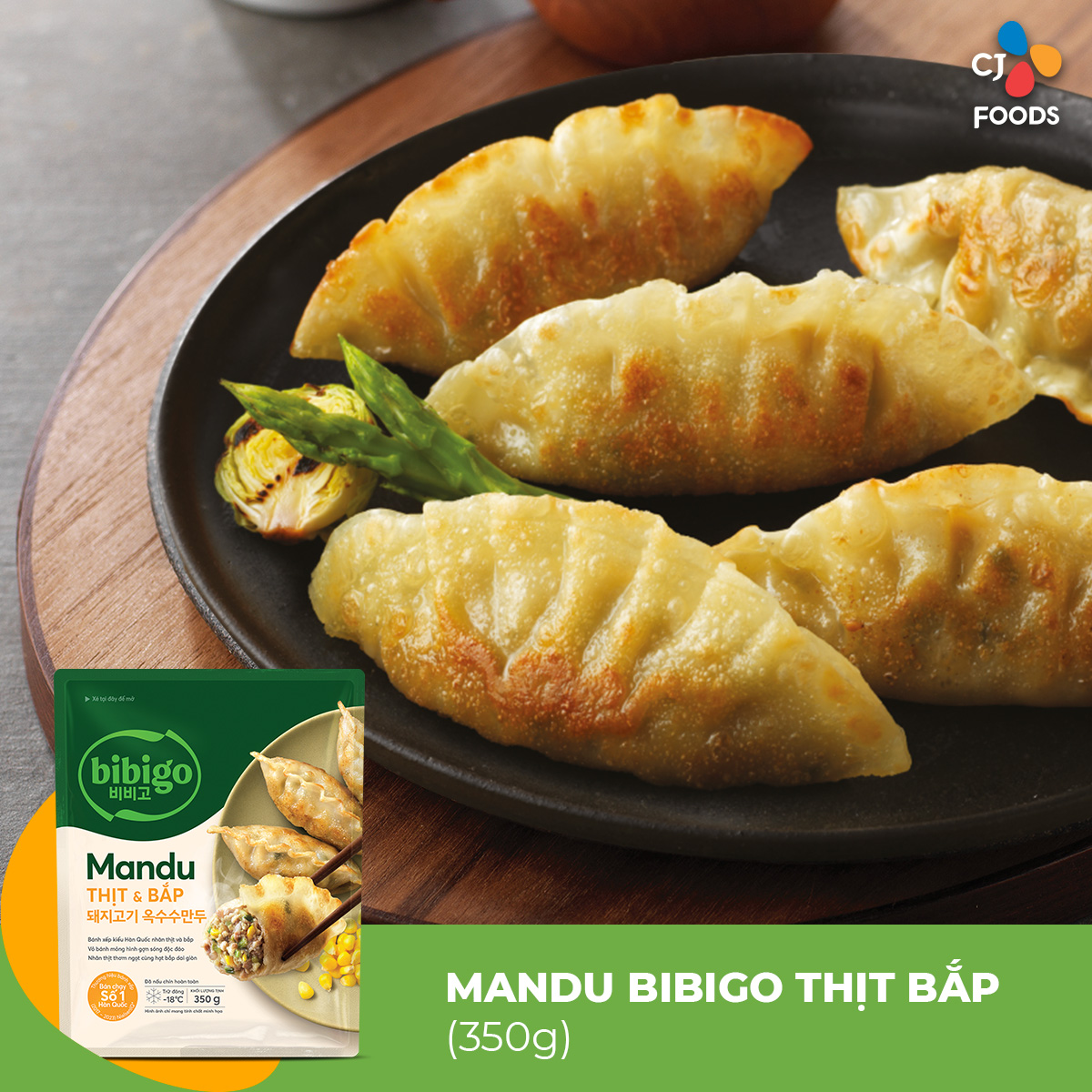 Bánh xếp Mandu Bibigo Thịt & Bắp 350g