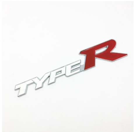 Miếng Dán Decal Kim Loại 3D Logo chữ Type R  Biểu Tượng Huy Hiệu Phía Sau Đuôi Xe hơi ô tô Cho Honda