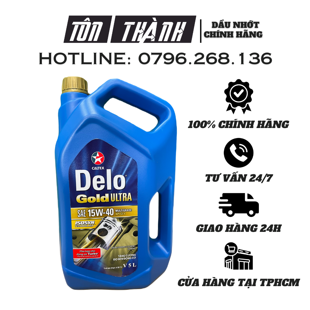 [ HÀNG CHÍNH HÃNG ] Dầu Nhớt Caltex Delo Gold Ultra SAE 15W-40 Turbo 5Lít ( 15w40 API CI-4)