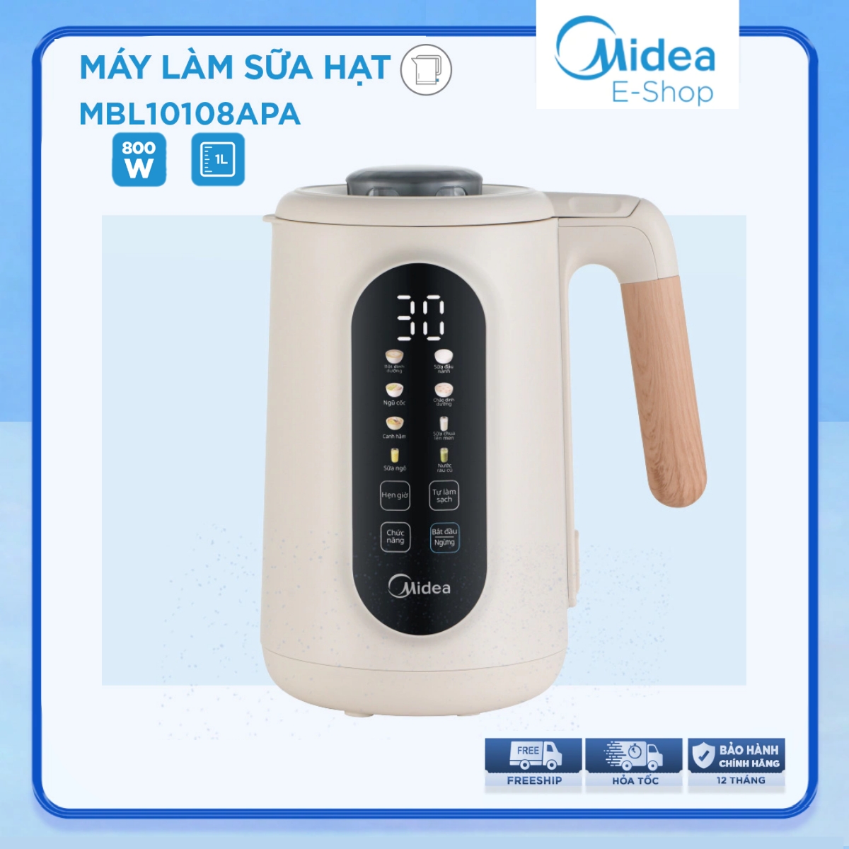 Máy làm sữa hạt Midea MBL10108APA dung tích 1L công suất 800W