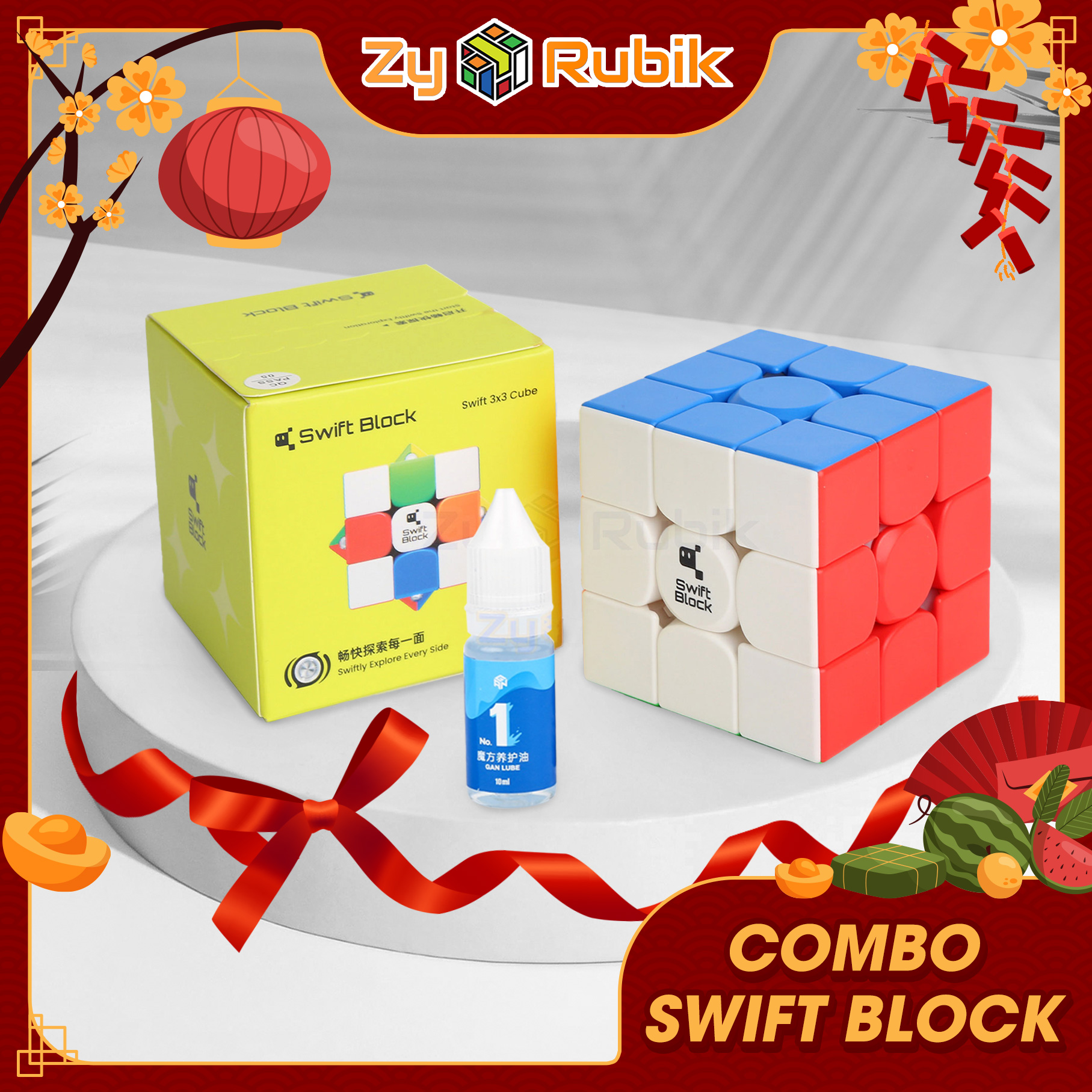 Rubik 3x3 GAN Swift Block Magnet Stickerless Có Nam Châm - Rubik GAN 355S Giá Rẻ Nam Châm 3X3 GAN SWIFT BLOCK - ZyO Rubik