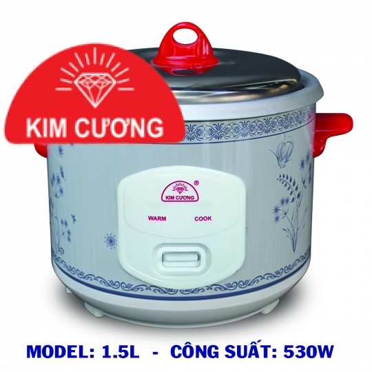 Nồi cơm điện Kim Cương KC-1.5L 1.5L dung tích lớn, nắp rời, giữ ấm lâu