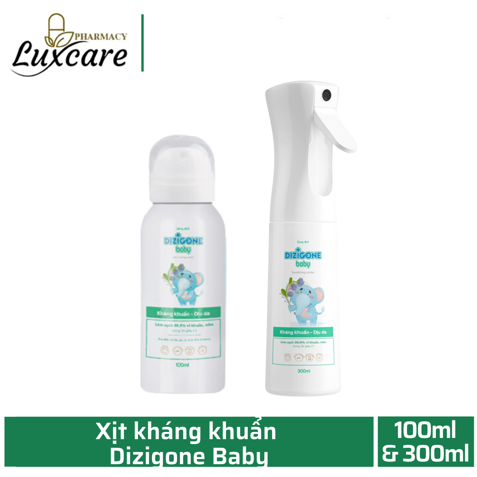 Xịt kháng khuẩn Dizigone Baby góp phần hạn chế sự phát triển của vi khuẩn trên da trẻ nhỏ (100ml & 300ml) - Luxcare Pharmacy