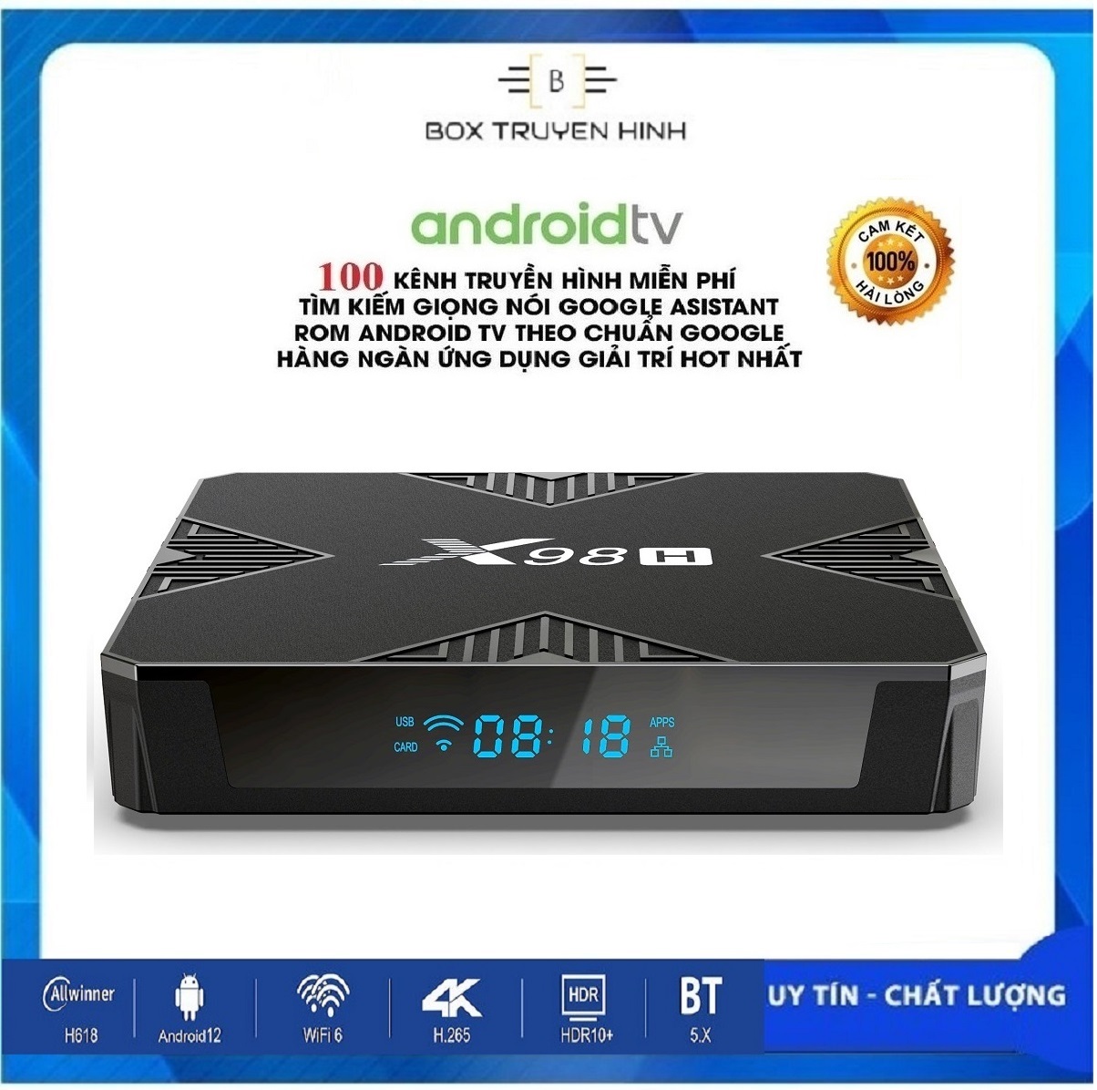 Android Box X98H Android TV 12 Allwinner H618 Ram 4GB Rom 32GB Wifi 6 2.4Ghz/5Ghz Bluetooth 5.0 Lan 100Mb cấu hình mới giá tốt