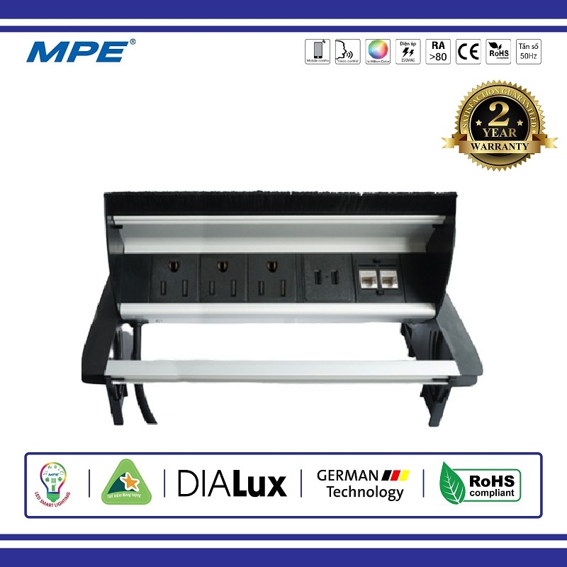 2 dẹp+1 tròn, 2 cổng USB, 2 cổng mạng MPE (TBS2)