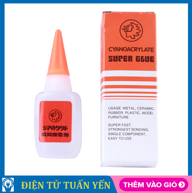 Keo dán 502 Cyanoacrylate Sư Tử Cam siêu dính (20g)