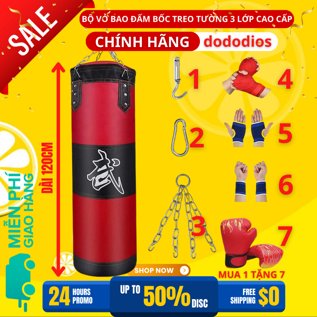 Vỏ Bao Cát Đấm Bốc Boxing Tập Võ Dài 125cm 105cm 60cm Vỏ Bao Đấm Cát Boxing Treo Tường 4 Lớp Dành Ch