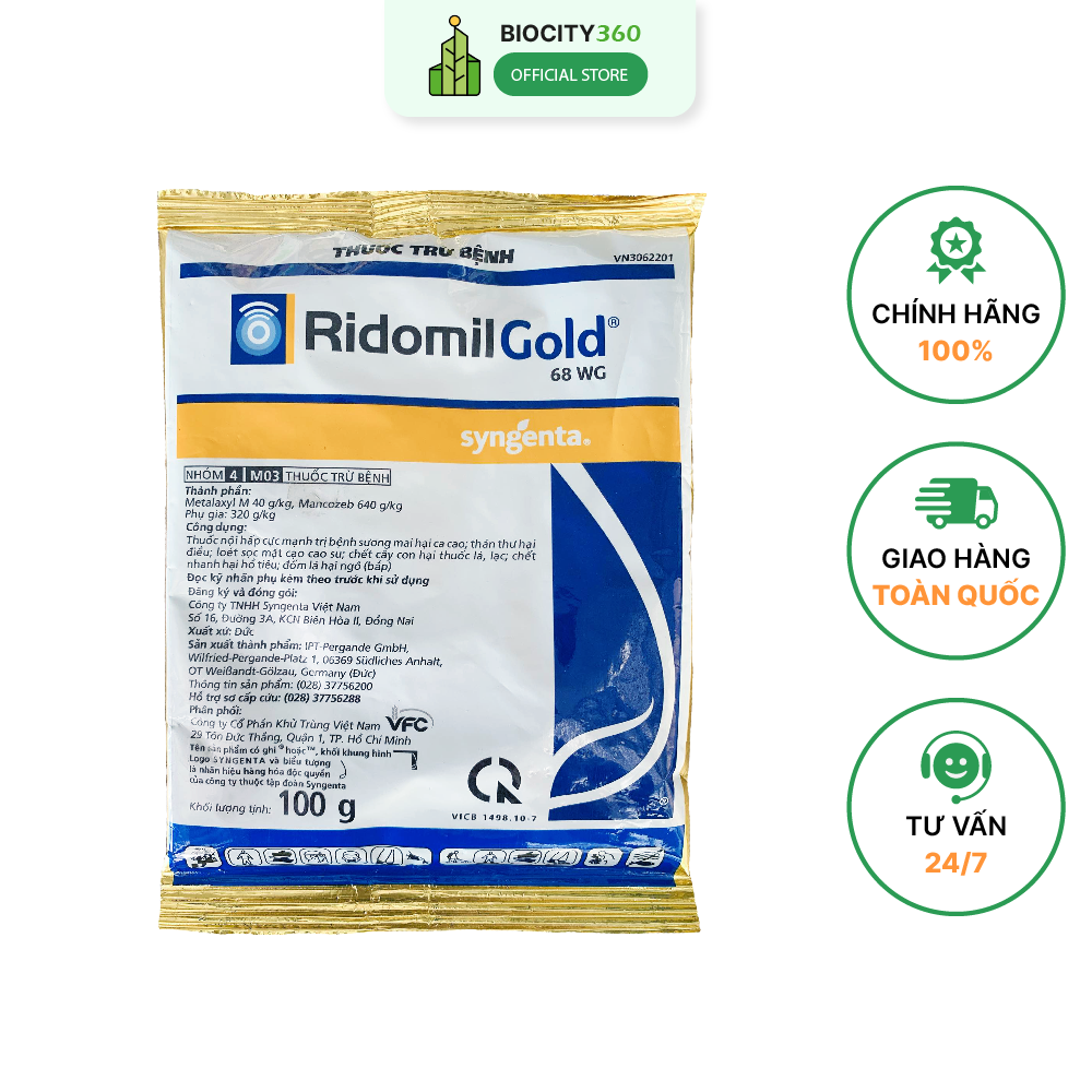 [CHÍNH HÃNG] 1 Gói RIDOMIL GOLD 68WG | Metalaxyl + Mancozeb | Phòng Trừ Hiệu Quả THÁN THƯ - SƯƠNG MA