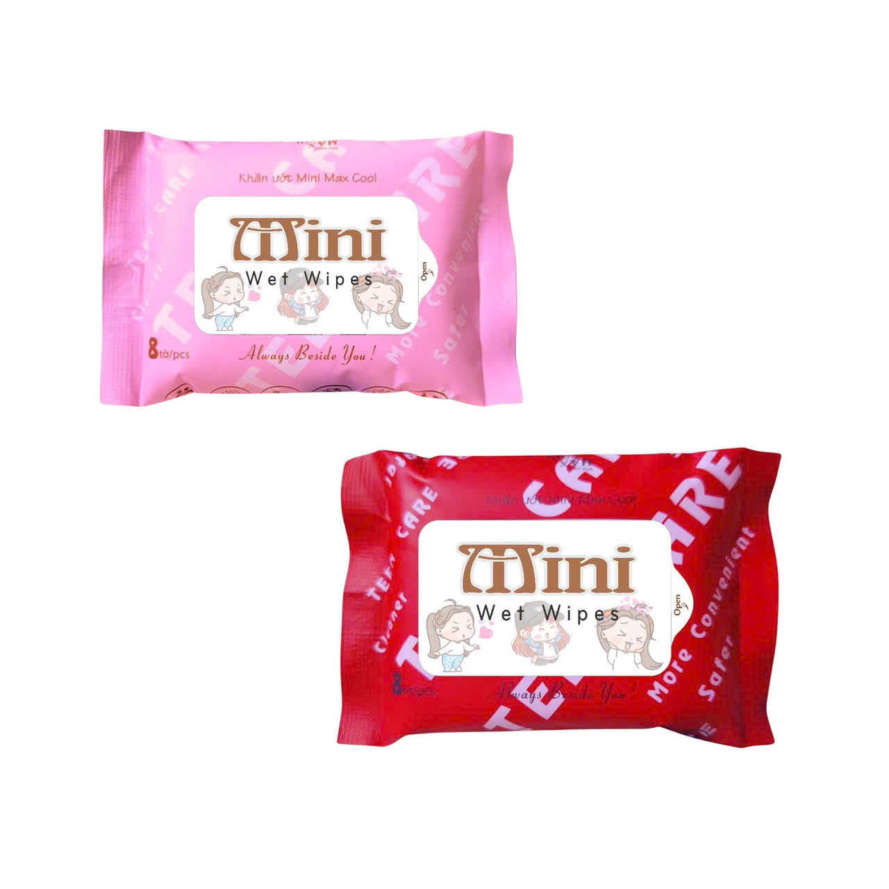 (Mã mới) Combo 8 Gói Khăn ướt Mini Max Cool 8 tờ màu ngẫu nhiên siêu đáng yêu- Hàng chính hãng