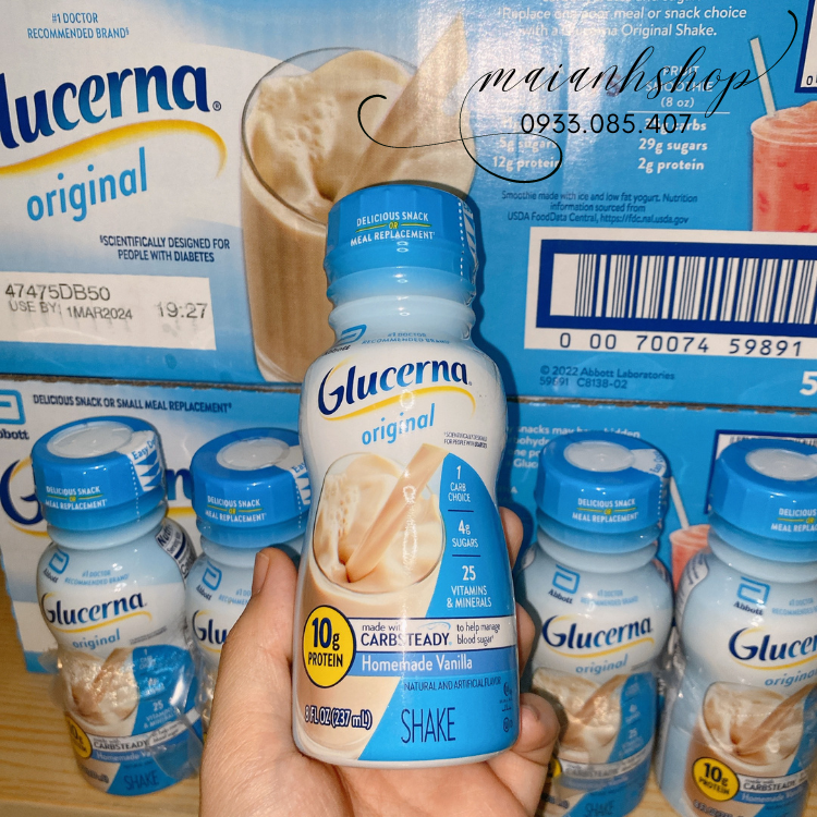 [Mẫu mới date xa] Sữa Glucerna nước Glucerna Shake Original Thùng 24 chai nhựa 237ml dành cho người 