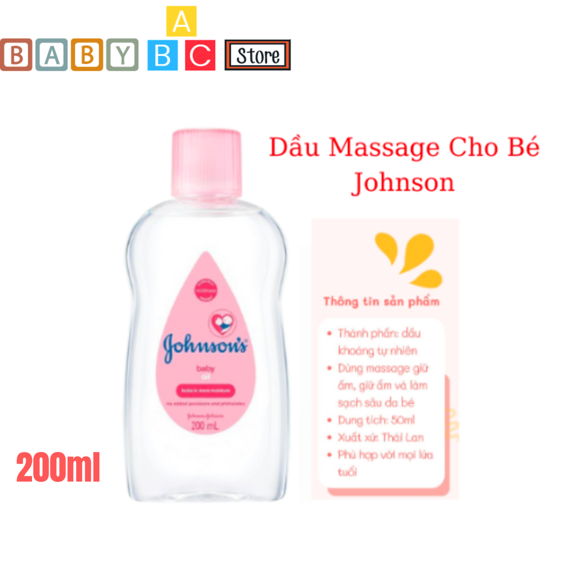 Dầu Mát Xa Massage Body Toàn Thân Cho Bé Johnson baby Oil Pink Kích Thích Dưỡng Ẩm