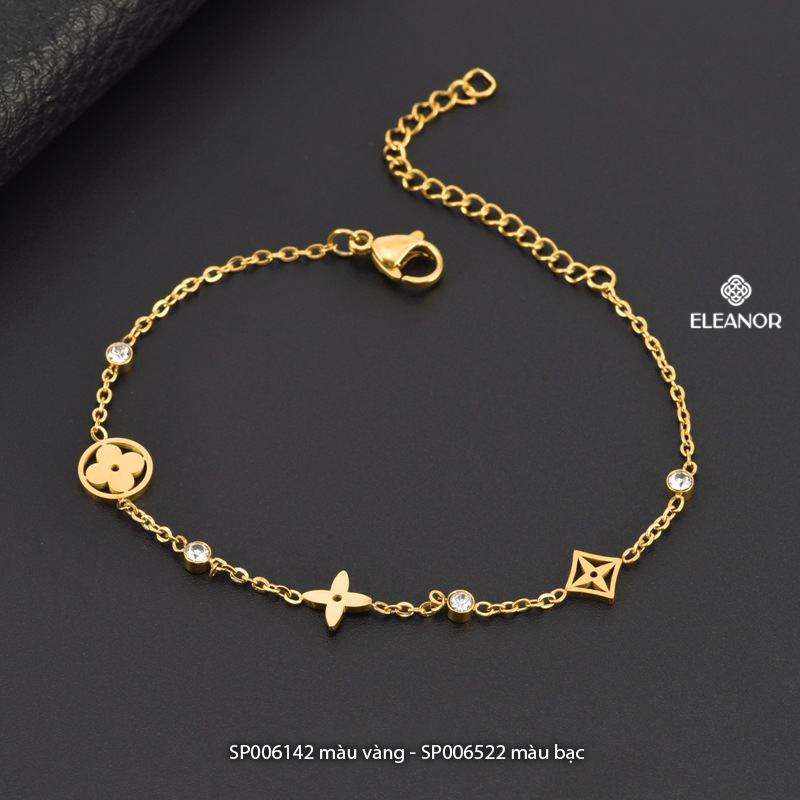 Vòng tay nữ titan Eleanor Accessories lắc tay hình hoa đính đá phụ kiện trang sức 6142