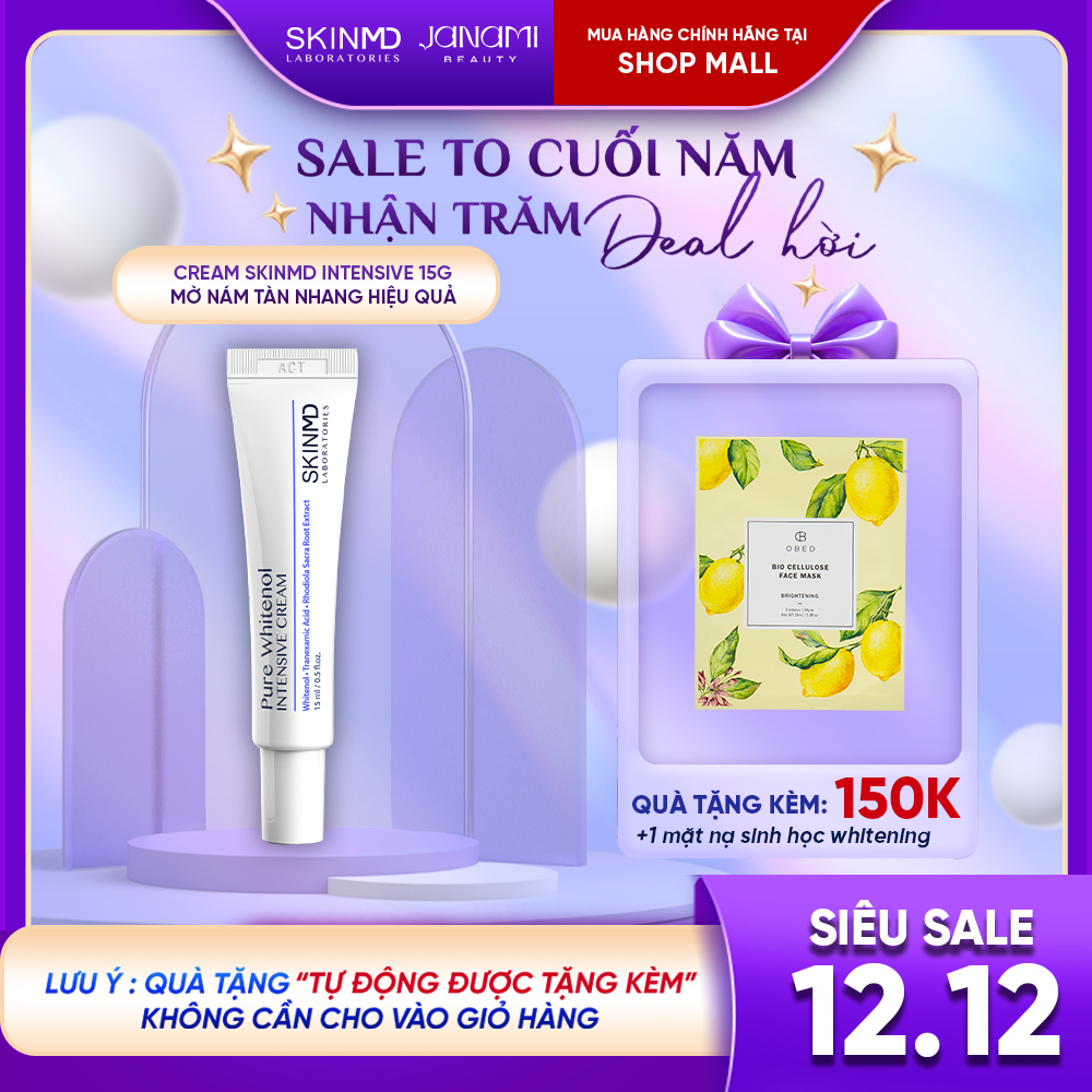 Kem loại bỏ nám chân sâu dưỡng trắng sáng da và chống lão hóa SkinMD Pure Whitenol Intensive Cream 1