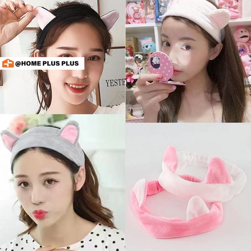 Băng Đô Rửa Mặt Tai Mèo Nhiều Màu Hàn Quốc Cute Cài Tóc Vải Cho Nữ Đẹp (Makeup Tập Thể Thao Yoga Gym)