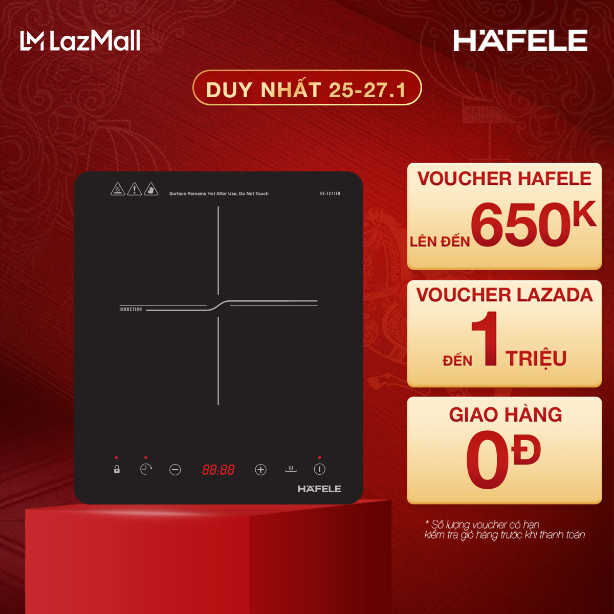 [NEW] [Tặng kèm nồi inox] Bếp từ đơn Hafele HS-I2711B 536.61.890