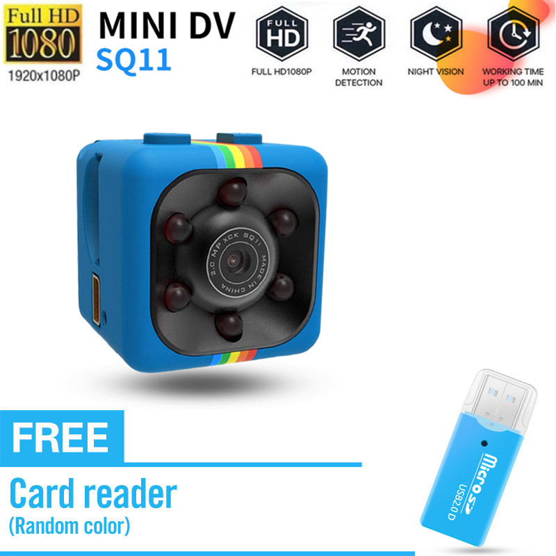 Camera mini sq11 siêu nhỏ bé hành trình xe máy phượt Camera hành trình full hd 1080p chống rung chống nước  Đầu đọc thẻ miễn phí WIth