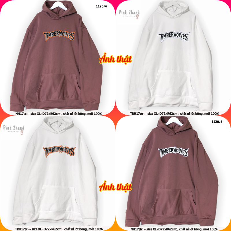 Áo Hoodie nữ nam 2hand chất dày size XL/XXL - 160122-2