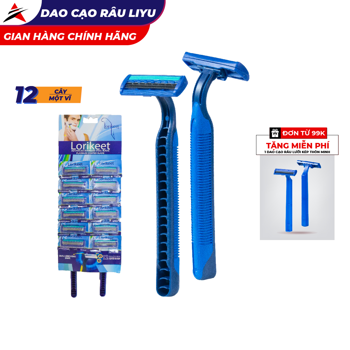 Dao Cạo Râu Lorikeet 12 Cây Dễ Dàng Tiện Lợi Siêu Hot