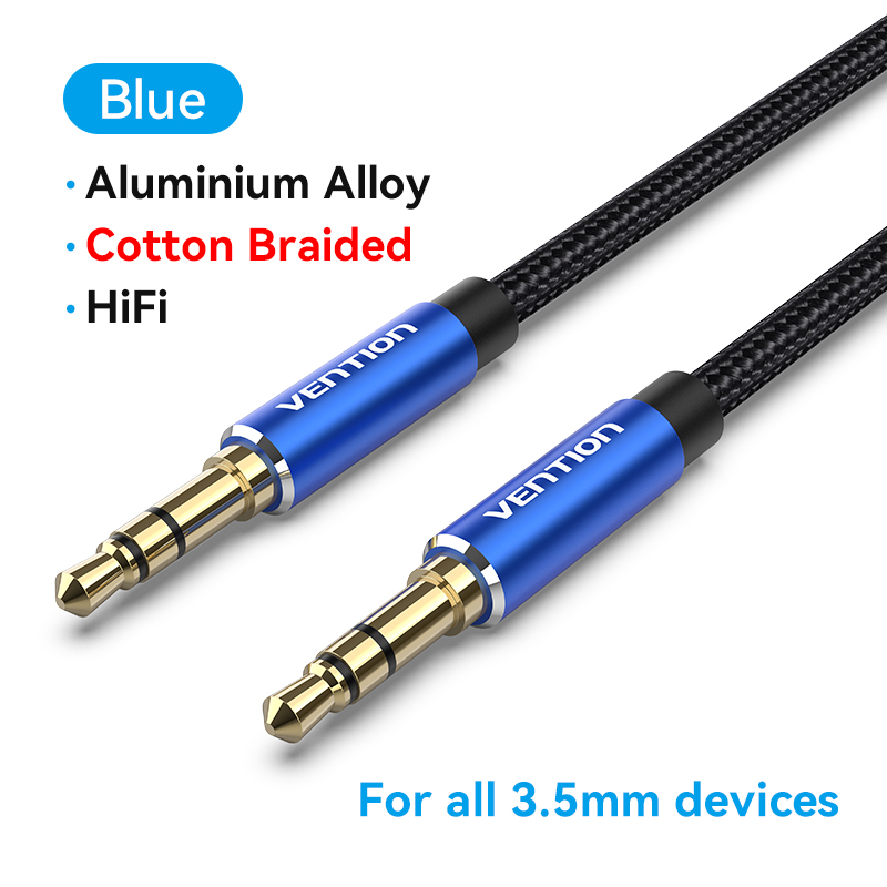 Vention Dây 3 5mm 2 Đầu Cáp Âm Thanh Đầu Đực Sang Đầu Đực 3.5Mm Hợp Kim Nhôm Cho Điện Thoại Máy Tính