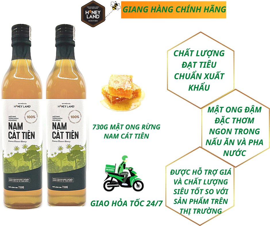 Mật ong rừng Nam Cát Tiên Honeyland 730g mật ong thiên nhiên nguyên chất