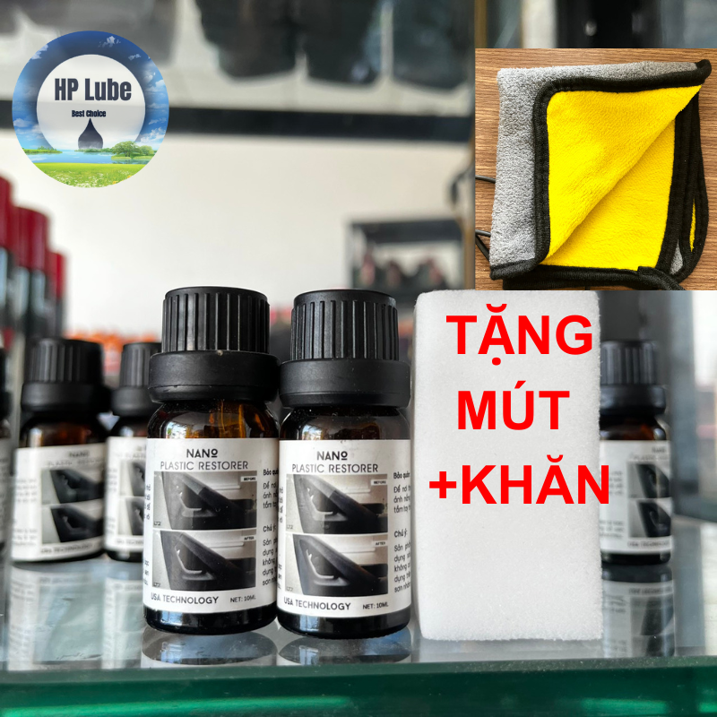 Combo 2 Chai Phục Hồi Nhựa Nhám Nano Plastic Restorer chai 10ml/20ml/50ml Phục Hồi Làm Mới Nhựa Đen 