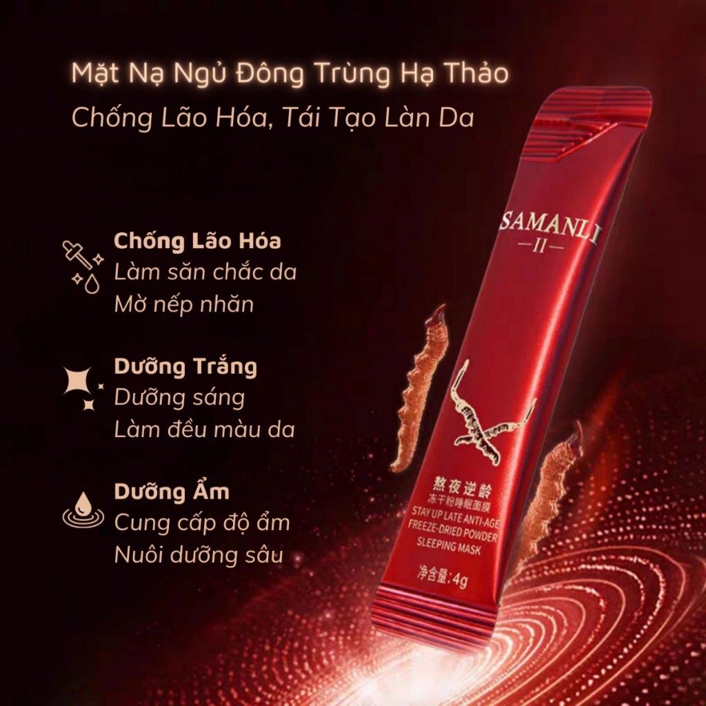 Hộp 20 Gói Mặt Nạ Ngủ SAMANLI Mặt Nạ Ngủ Đông Trùng Hạ Thảo SAMANLI Dưỡng Ẩm Trẻ Hóa Da