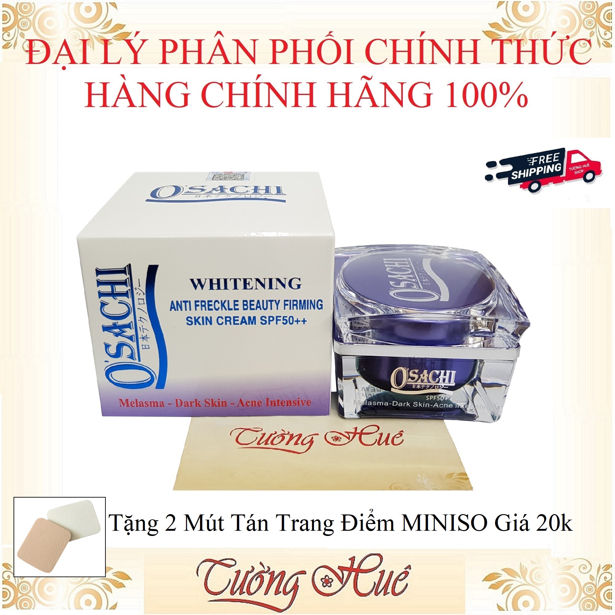 Kem Dưỡng Trắng Da Mờ Nám Osachi 20G ( Tặng 2 Mút Tán Trang Điểm )