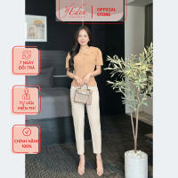 Áo kiểu công sở cổ sen vạt bầu thời trang Eden - ASM250