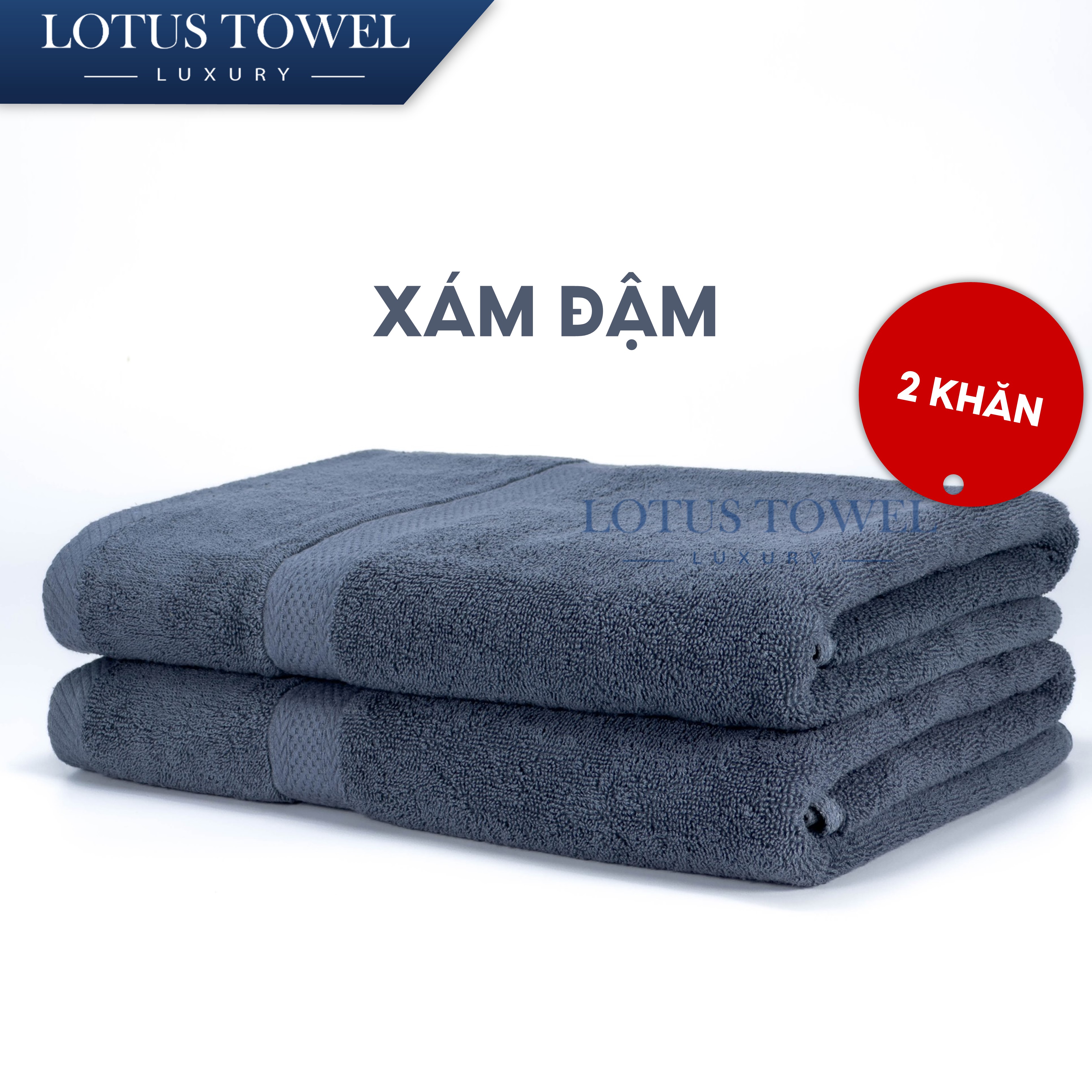 Bộ 2 Khăn tắm 60x120cm LOTUS TOWEL 100% Cotton Cao Cấp Mềm Mịn Thấm Hút Không Ra Màu