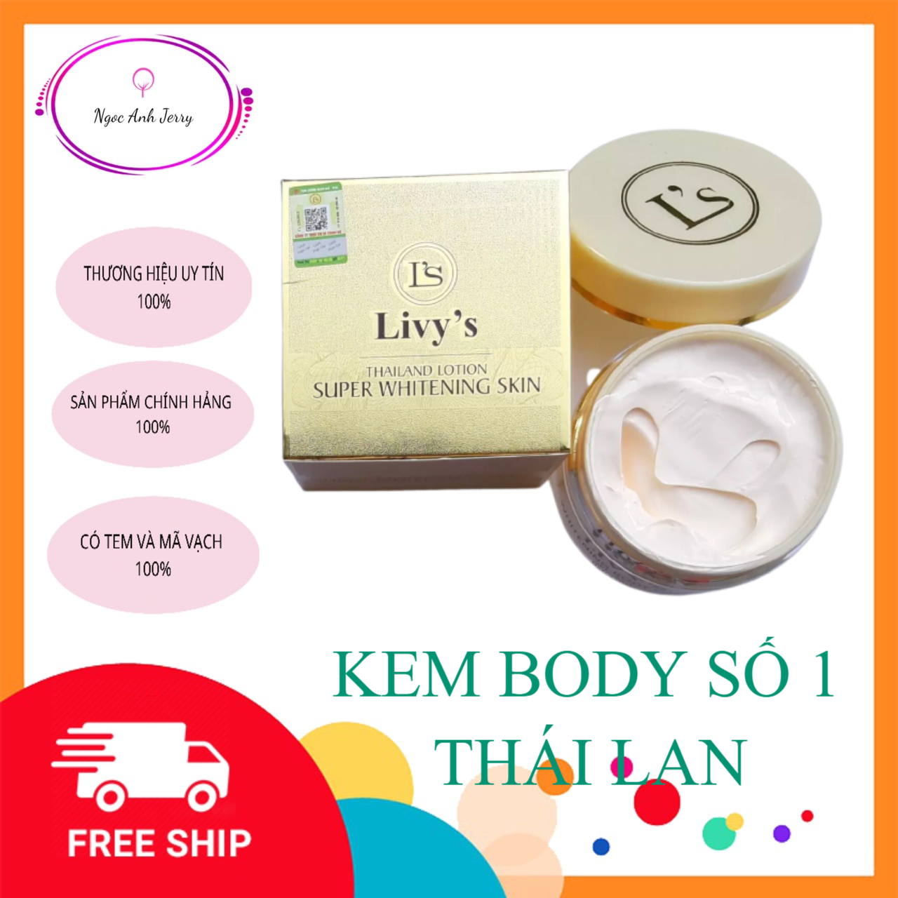 Kem Livy’s Chính Hãng Thái Lan – Dưỡng Trắng Chống Nắng Body 250g (Chính hãng công ty 100% - miễn ship)