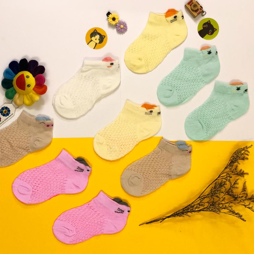[Hoàn Tiền 15%] Combo 5 đôi tất lưới cổ ngắn hình thú đáng yêu cho bé trai bé gái (tất trẻ em mùa hè