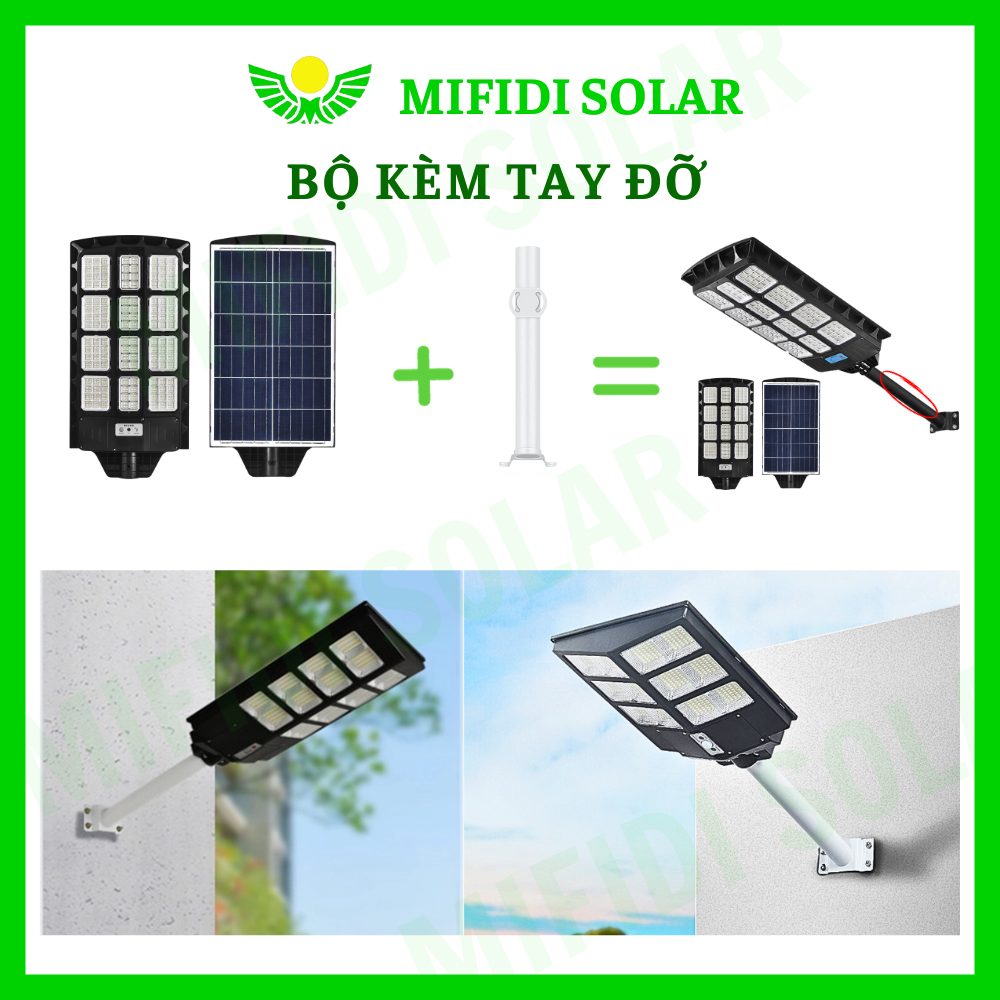 Đèn liền thể 1200W - 1000W - 500W năng lượng mặt trời chính hãng Mifidi Solar tấm pin lớn sáng xuyên