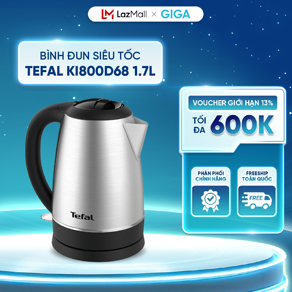 [ Hỏa tốc HN - HCM ]  Bình đun siêu tốc 1.7L Tefal KI800D68 1800W - Chính hãng - BH 6 Tháng