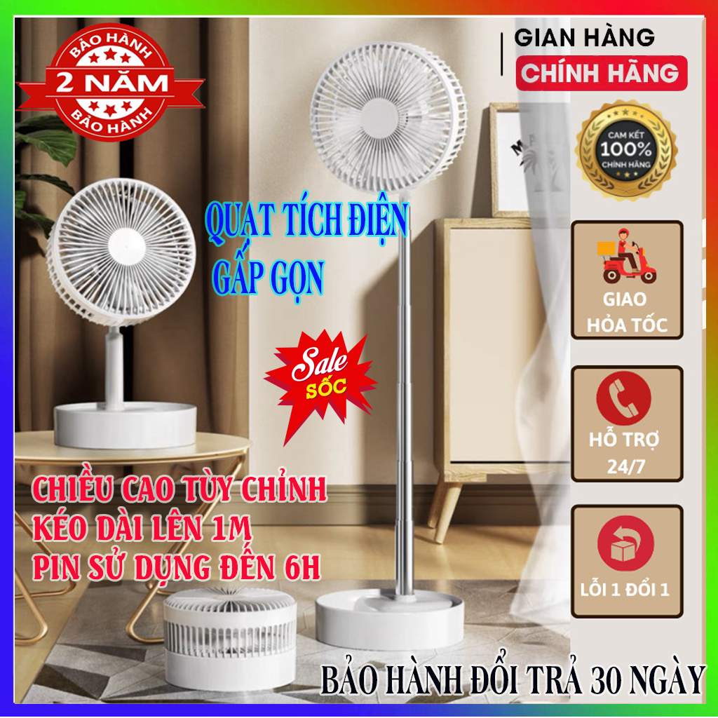 [ Kéo Dài 1 mét ]Quạt Sạc Điện Loại Tốt Quạt Tích Điện pin siêu trâu Quạt Cầm Tay Mini Sạc Điện - Qu