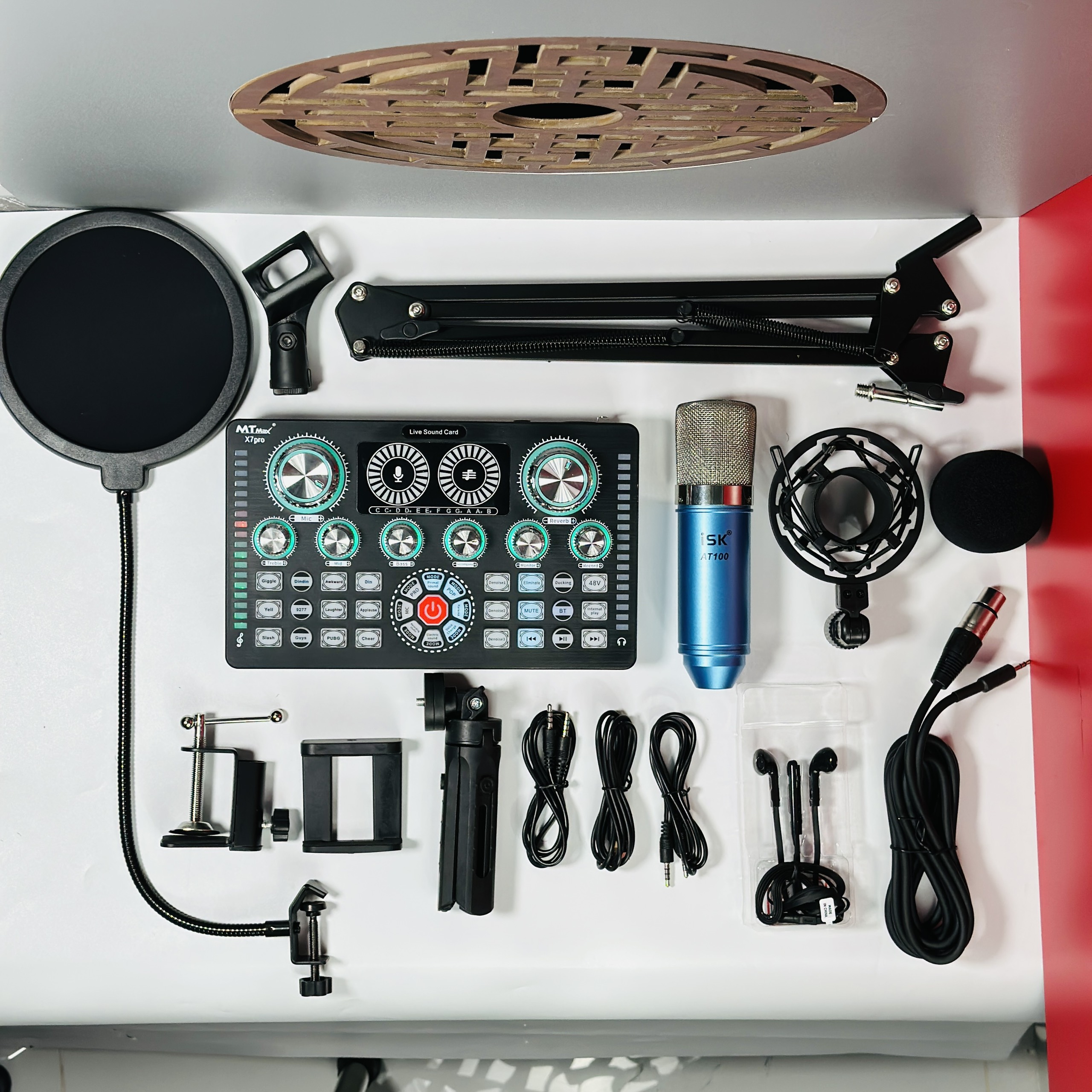 [ Hot!!! ] COMBO Livestream Chuyên Nghiệp Tại Nhà SoundCard X7Pro - Micro Thu Âm AT100 Giá Rẻ Tặng K