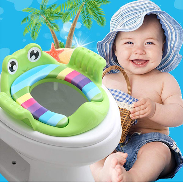 Bệ lót bồn cầu có tay vịn hình chú ếch thu nhỏ bồn cầu cho bé ngồi vệ sinh ( Giao mầu ngẫu nhiên )