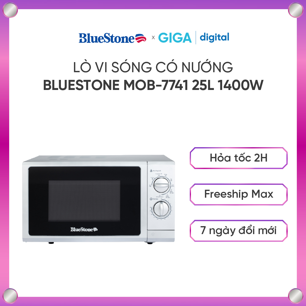 Lò Vi Sóng Có Nướng 25L BlueStone MOB-7741 - 1400W - Nấu hâm nóng rã dông nhanh nướng nướng két hợp 