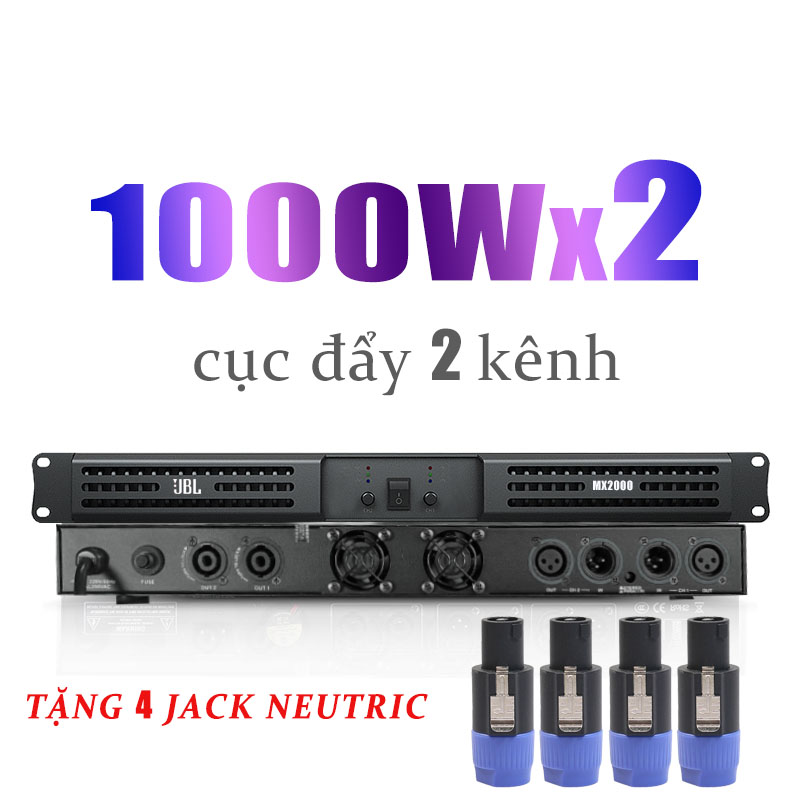 bộ khuếch đại âm thanh cục đẩy công suất 4 kênh 2 kênh lớn 1000W MỖI KÊNH tặng 4 jack neutric Dùng cho gia đìnhphòng hátsự kiệnAmplifier MX2000/MX4000