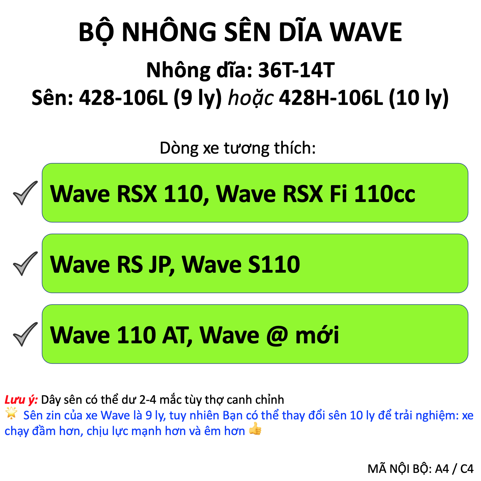 Nhông Sên Dĩa WAVE RSX WAVE RSX Fi 110 WAVE RS JP WAVE S110 WAVE 110 AT (bộ nhông xích WAVE RSX) - Nhông Sên Dĩa CATTA chất lượng cao