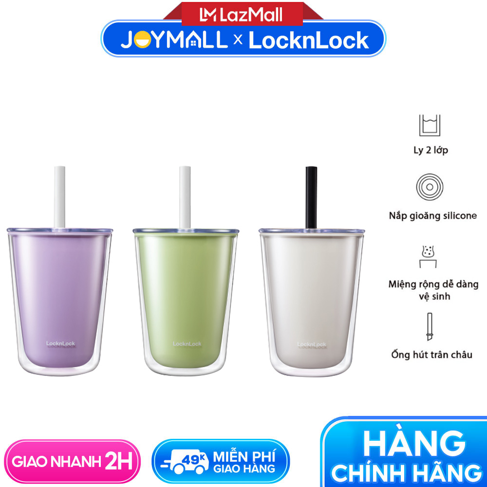 Ly nhựa 2 lớp LocknLock Bubble Tea Cold Cup HAP529 720ml Hàng chính hãng kèm ống hút trân châu - Joy