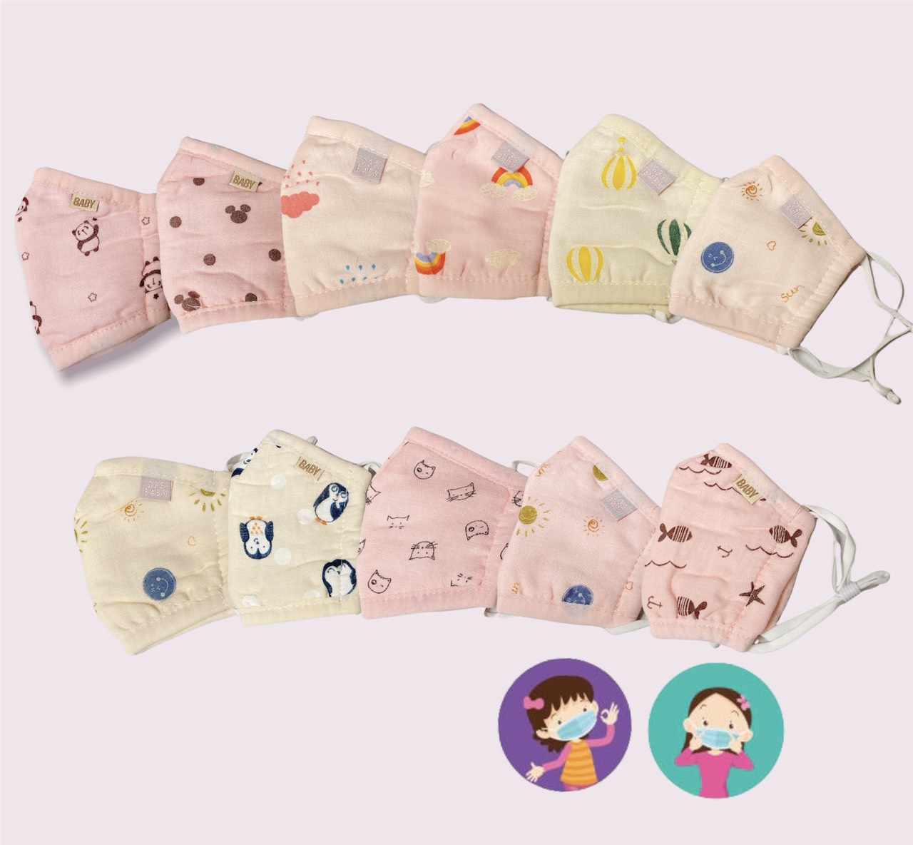 Khẩu trang vải cho bé từ 1-3 tuổi và 4-8 tuổi