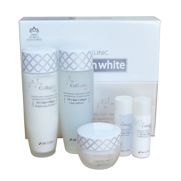 Bộ 3 Sản Phẩm Dưỡng Trắng Da Collagen 3W Clinic White Skin