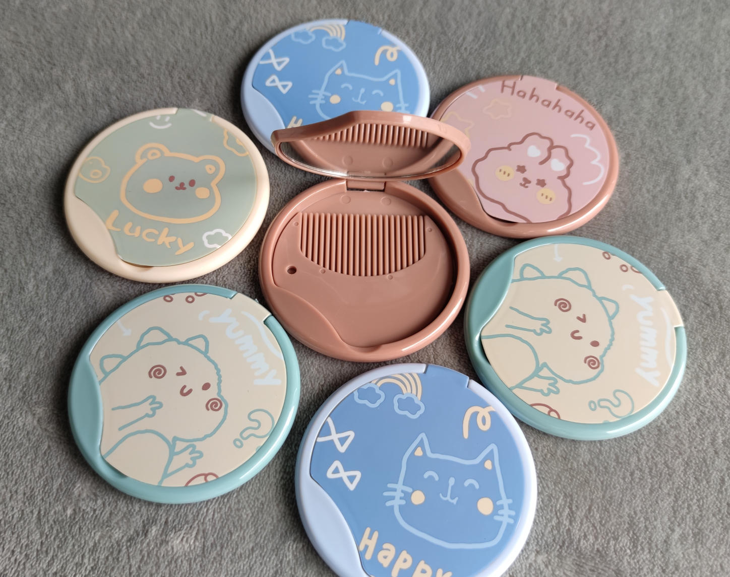 [TẶNG THUN CỘT TÓC] Bộ Gương Lược Cầm Tay Mini Dễ Thương Nhiều Mẫu Đa Dạng (Hình Tròn)