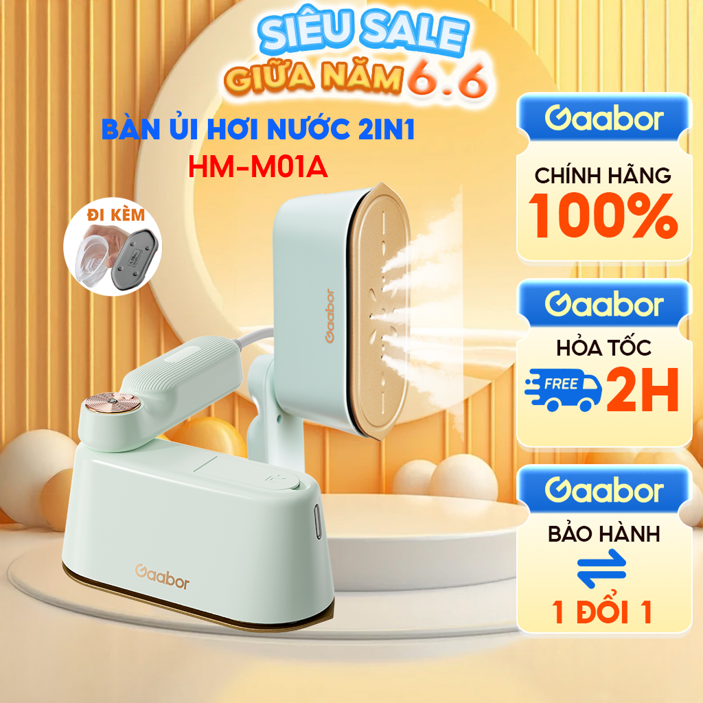 FLASH SALE Bàn ủi hơi nước cầm tay du lịch Gaabor HM-M01A 1200w bàn là làm nóng nhanh 2 chế độ ủi 