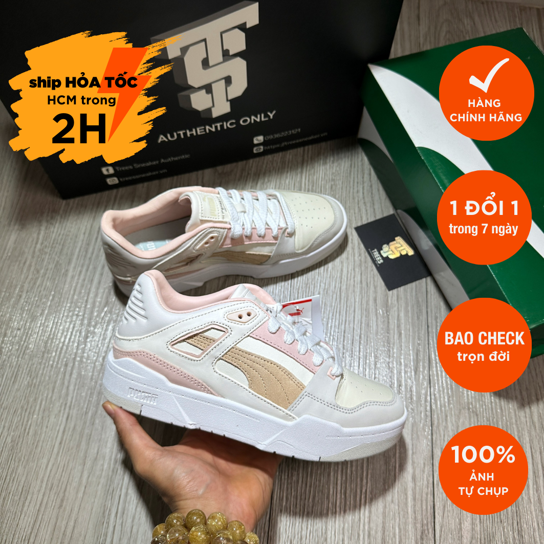 [PUMA XẢ KHO SALE TO] Giày thể thao nữ PUMA SLIPSTREAM LUX WHITE ISLAND PINK 387550 03 Full Box Tag 