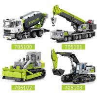 Đồ chơi lắp ráp mô hình xe công trình xe bồn xe xúc cần cẩu xe ủi sembo 705100 705101 705102 705103
