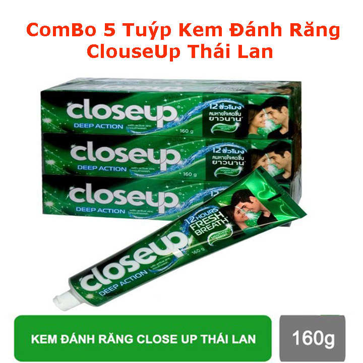 Combo 5 Tuýp Kem đánh răng Closeup Thái Lan cho hơi thở thơm mát