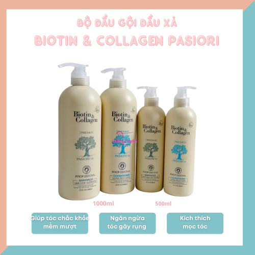 Bộ Dầu Gội Dầu Xả Biotin Collagen Trắng 1000Ml Giúp Làm Dày Tóc Ngăn Ngừa Tóc Gãy Rụng Kích Thích Mọc Tóc Phục Hồi Hư Tổn Cho Tóc