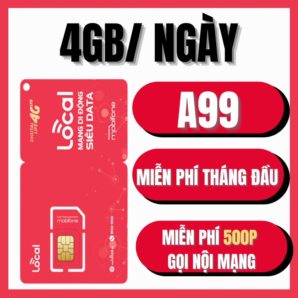 ( 1 TỶ GB INTERNET ) Bán SIM 4G Mobifone Local  A69 A79 A89 A99 A119 Data Tốc Độ Cao Xài Mạng Tẹt Ga